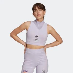 ADIDAS LOGO PLAY CROPPED TANK TOP PURPLE SIZE SMALL